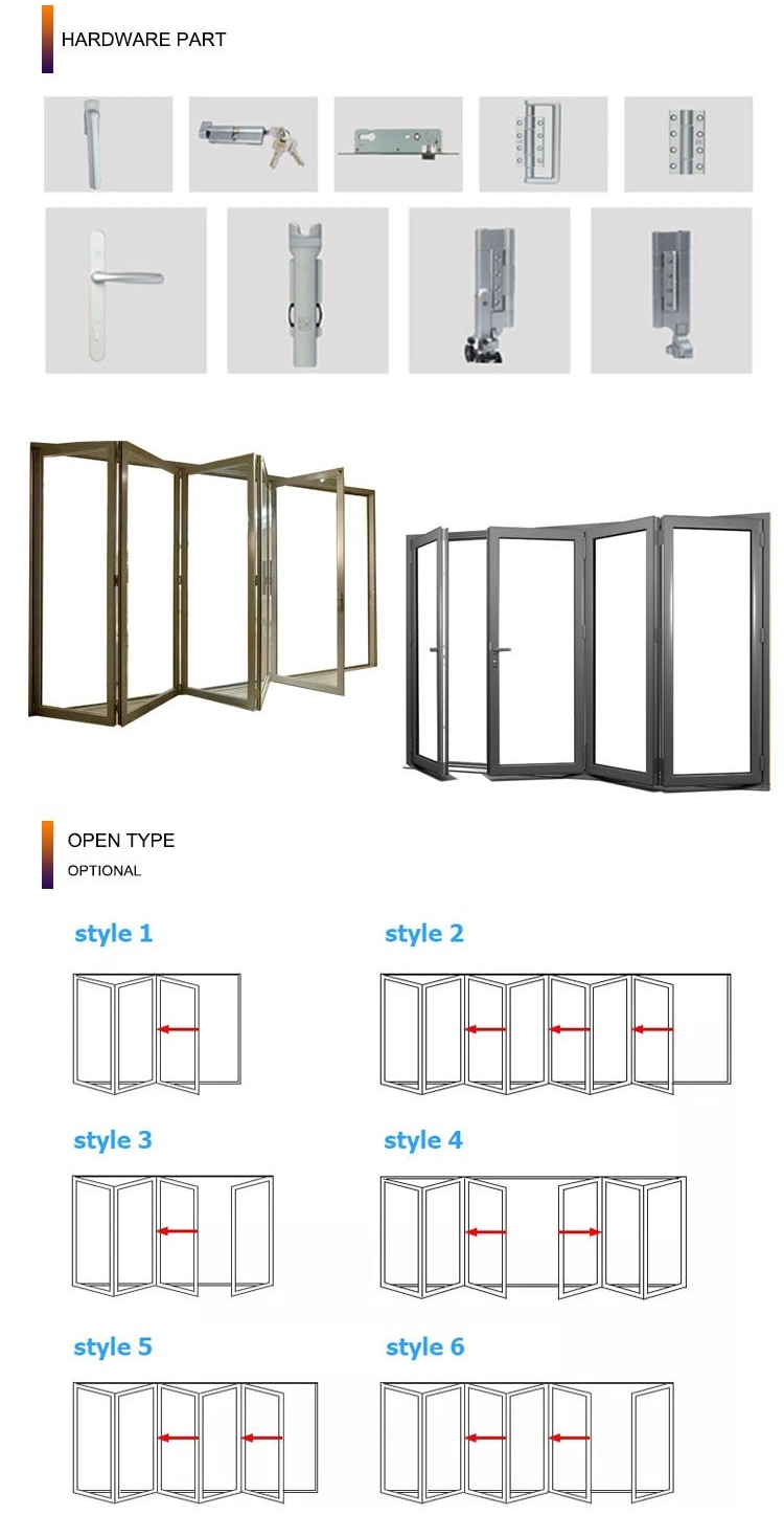 Aaman, Nfrc, Nafs 2021 American Standard Modern German Hardware Waterproof Thermal Break Aluminum Bi Folding Door