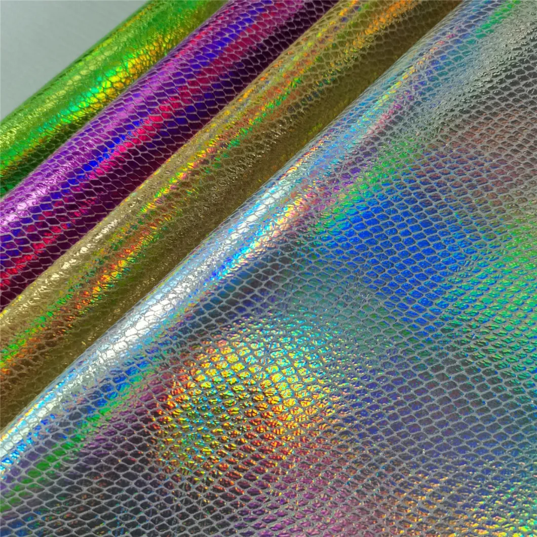 Rainbow Snakeskin Faux Leather Durable Microfiber Synthetic Leather for Shoes Bags