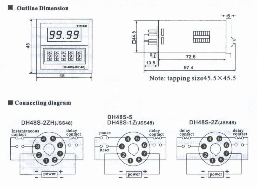 Dh48s-S 0.1s-99 DC12V 24V AC110V 220V Achour Digital Display Twin Timer Time Delay Relay