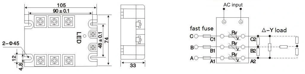 SSR3-25AA AC to AC 3 Phase SSR Relay