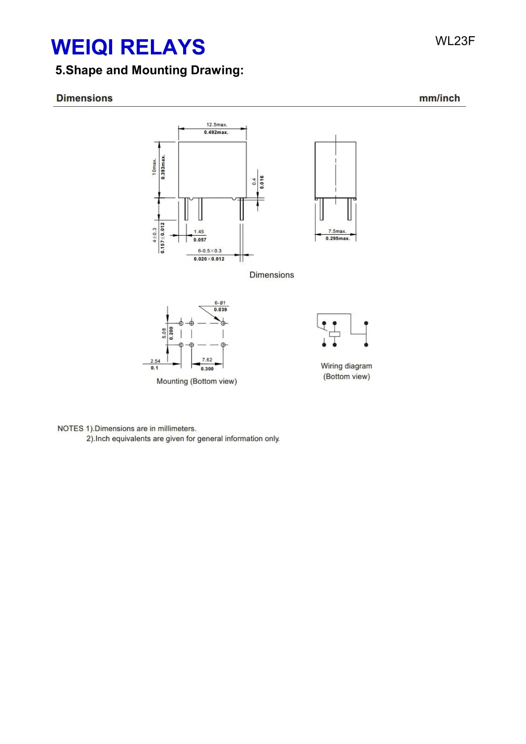 1A Miniature Size Communication Reed Relay (Wl23F) Suit for Automatic Devices, Communications Equipment 1c Type
