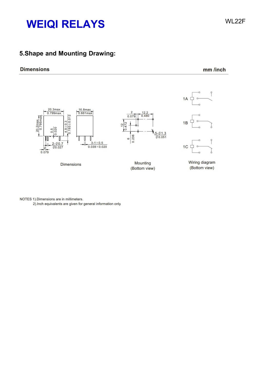 (WL22F) Miniature Size Power Relay 25A General Purpose Rele for Household Appliances &Industrial Use Contact Sensitivity Switch