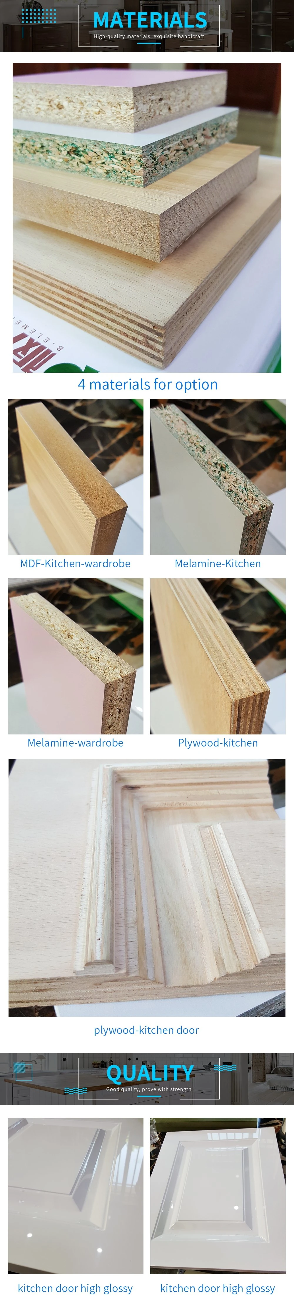 Modern Style Kitchen Cabinet Counter Top with Solid Wood Body and High-Quality Glossy Stone