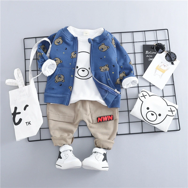 2022 Fashion Toddler Coat T-Shirt Pants Casual Wear Boys Suit